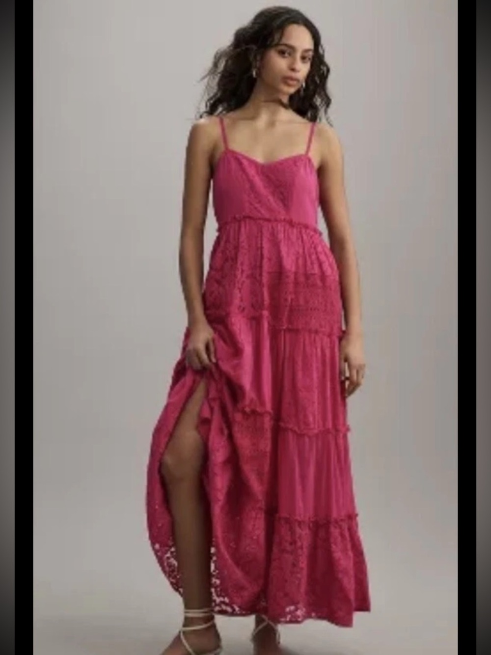 Anthropologie Bhanuni by Jyoti Sleeveless Patchwork Lace Tiered Midi Dress XS